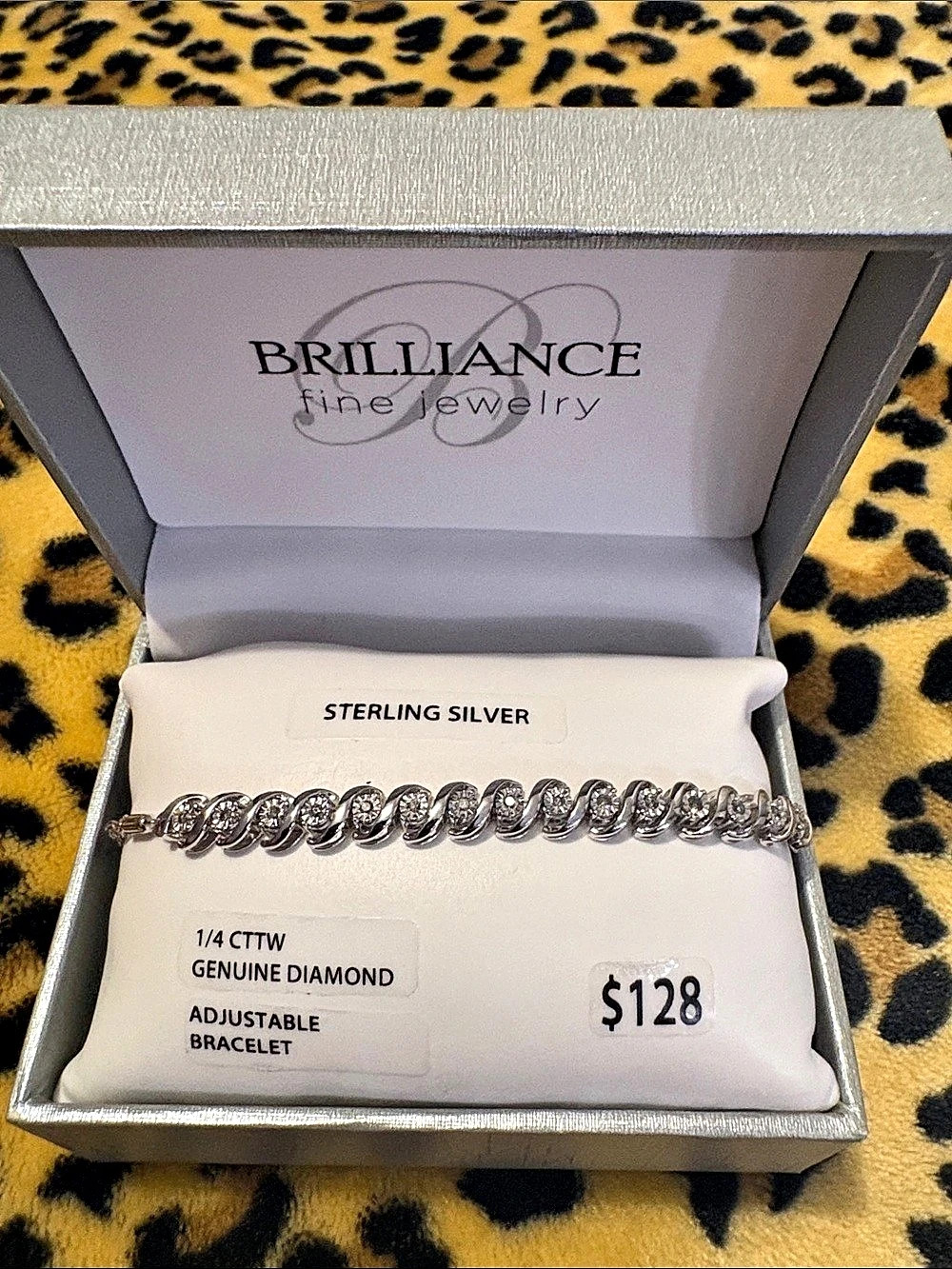 Brilliance Fine Jewelry Sterling Silver 1/4 CTTW Genuine Diamond Adjustable